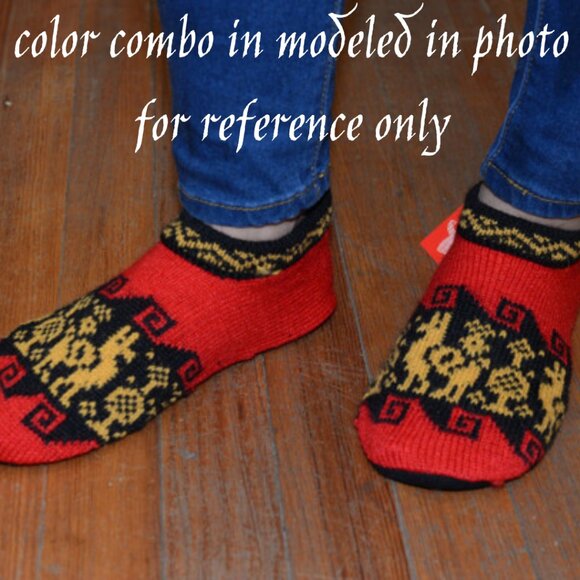 ALPACA Hand Knit Warm Bootie Slipper Socks Cushion Insole Adult Size 5-11 NWT - Picture 6 of 6
